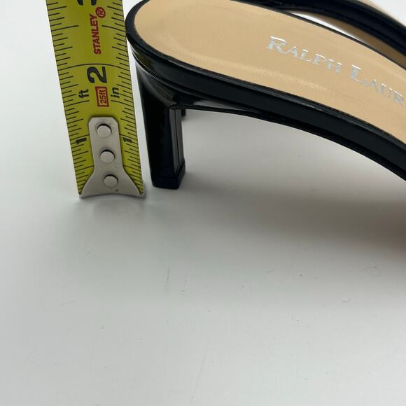 Ralph Lauren Women's Black Patent Leather Slides Size 7B - Picture 7 of 8